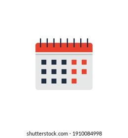 Calendar, schedule icon in flat black line style, isolated on white 