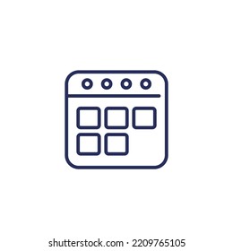 icono de calendario o programación, vector de línea