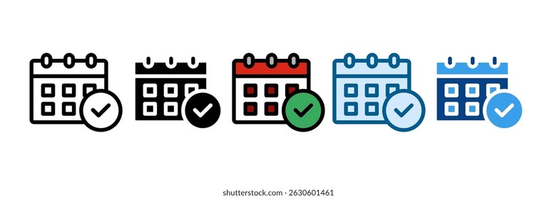 Calendar Schedule Icon Set Multiple Style Collection