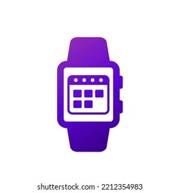 calendar or schedule icon with a smartwatch, vector