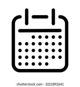 Calendar or schedule icon. Symbol of planning events and meetings or date settings. Outline modern design element. Simple black flat vector sign with rounded corners.