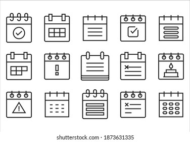 calendar and schedule icons line design