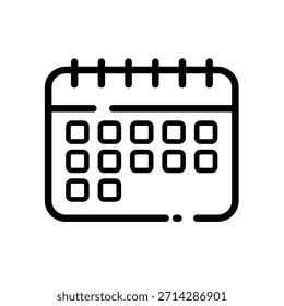 Calendário, programação - ícone de vetor de linha	