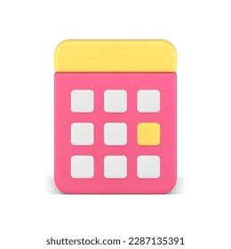 Kalender Zeitplan mit Marker Datum wichtige Feiertagswochenende Termin 3d Symbol realistische Vektorgrafik. Monatliche wöchentliche Geschäftsplanungsfrist