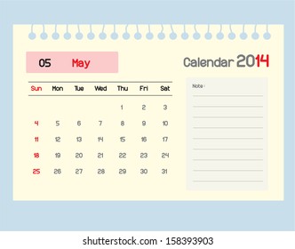Calendar to schedule monthly. May.