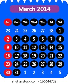 Calendar to schedule monthly.march ,