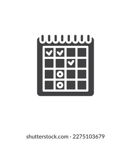 Icono vectorial de planificación de planificación de programación de calendarios. signo plano relleno para concepto móvil y diseño web. Icono de glifo de calendario de reuniones y eventos. Símbolo, ilustración del logotipo. Gráficos vectoriales