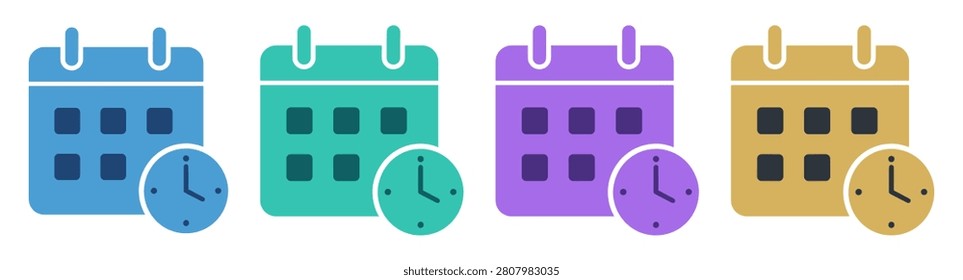 calendar schedule reminder clock set icon on transparent background