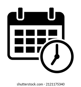 Calendar, schedule vector icon. Black icon schedule isolated on white background