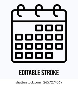 Kalender, Vektorsymbol "Zeitplan", Symbol "Isolierte lineare Vektorformatvorlage", bearbeitbare Kontur. 