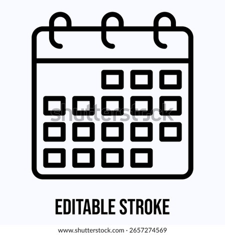 Calendar, Schedule Vector Icon, Isolated Vector Lineal Style Icon, Editable Stroke. 
