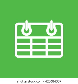 calendar schedule white simple on green background icon 
