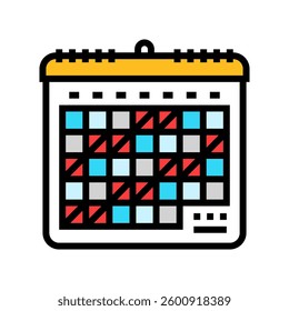 calendar scheduled breaks mindful tech color icon vector. calendar scheduled breaks mindful tech sign. isolated symbol illustration