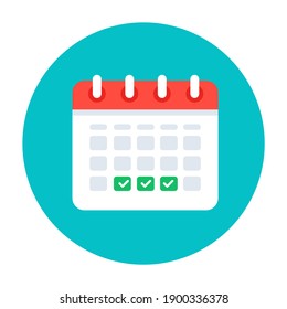 
Calendar With Scheduled Dates Flat Vector Icon