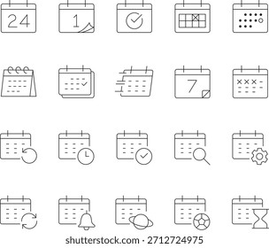 Symbolsatz für Kalender- und Planungszeile - Symbole für Zeitverwaltung, Terminplanung und Ereignisorganisation