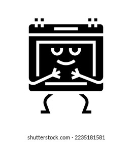 calendar school character glyph icon vector. calendar school character sign. isolated symbol illustration