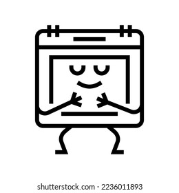 calendar school character line icon vector. calendar school character sign. isolated contour symbol black illustration