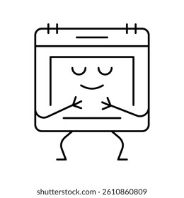 calendar school character line icon vector. calendar school character sign. isolated contour symbol black illustration