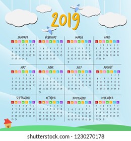 Calendar for school and kindergarten