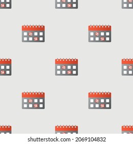 Calendar seamless pattern. Highlighted day on the calendar. Flat vector illustration.
