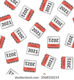 Calendar Seamless Pattern On A White Background. 2021 Calendar Icon Vector Illustration