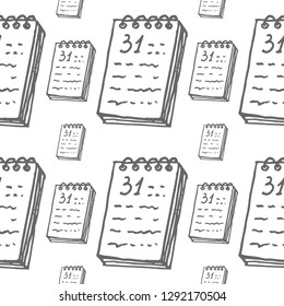 calendar seamless vector pattern isolated on white background