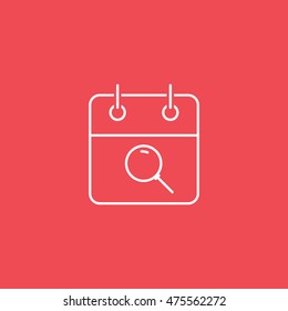 Calendar Search Flat Icon On Red Background