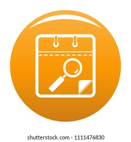 Calendar search icon. Simple illustration of calendar search vector icon for any design orange