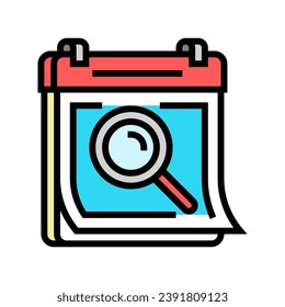 calendar search magnifying glass color icon vector. calendar search magnifying glass sign. isolated symbol illustration