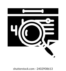 calendar search magnifying glass glyph icon vector. calendar search magnifying glass sign. isolated symbol illustration