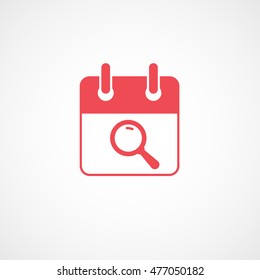 Calendar Search Red Flat Icon On White Background