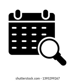 calendar search vector glyph flat icon 