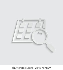 ícone de vetor de pesquisa de calendário, design plano