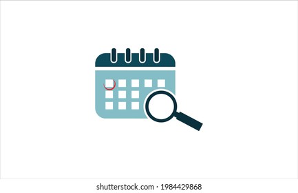 Calendar search vector icon isolated on white background icon logo design vector template illustration