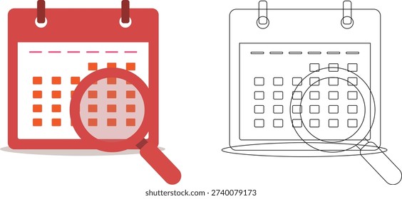 Calendar Search Vector Icon Set – Date Finder and Event Planning Illustration