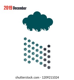 Calendar seasons of december two thousand nineteenth year on a  white background