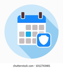 Calendar security shield icon vector sign symbol illustration