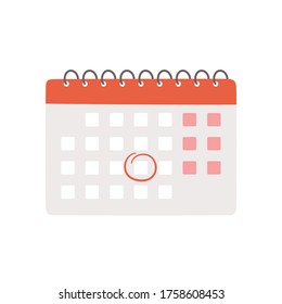 Calendar with selected date. Isolated vector illustration on white background