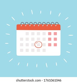 Calendar with selected date. Isolated vector illustration