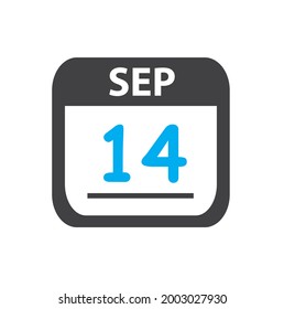 calendar - Sep 14 icon illustration, September flat vector design