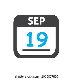 calendar - Sep 19 icon illustration, September flat vector design