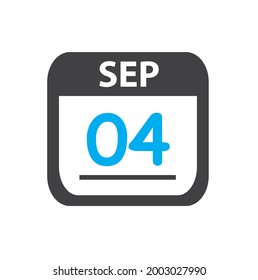 calendar - Sep 4 icon illustration, September flat vector design