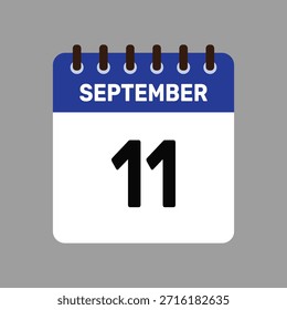 Calendario con el ícono del 11 de septiembre Recordatorio de Vector para fechas límite importantes y eventos especiales esta temporada de otoño