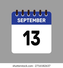 Calendario con recordatorio de Vector de iconos del 13 de septiembre para fechas límite importantes y eventos especiales esta temporada de otoño
