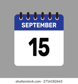 Calendario con recordatorio de Vector de iconos del 15 de septiembre para fechas límite importantes y eventos especiales esta temporada de otoño