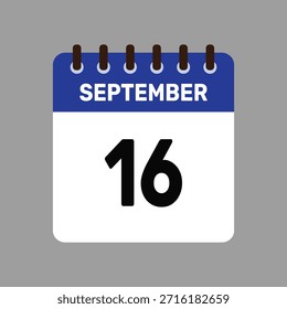 calendar with september 16 icon vector reminder for important deadlines and special events this autumn season