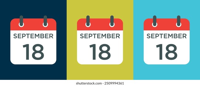 calendar - September 18 icon illustration isolated vector sign symbol