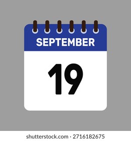 Calendario con el ícono del Vector del 19 de septiembre Recordatorio de fechas límite importantes y eventos especiales para esta temporada de otoño