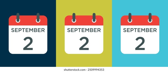 calendar - September 2 icon illustration isolated vector sign symbol