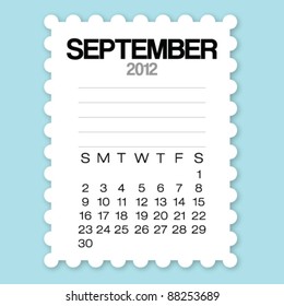 Calendar September 2012 with circle edge paper vector